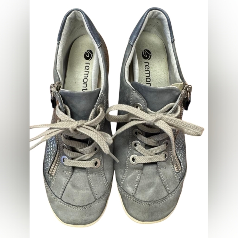 Remonte Sneaker Grey Leather Zipper/Lace Size 36 - Picture 6 of 7
